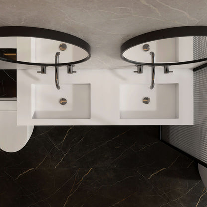 Medunjess 59'' Wall Mounted Bathroom Sink Solid Surface Double sink