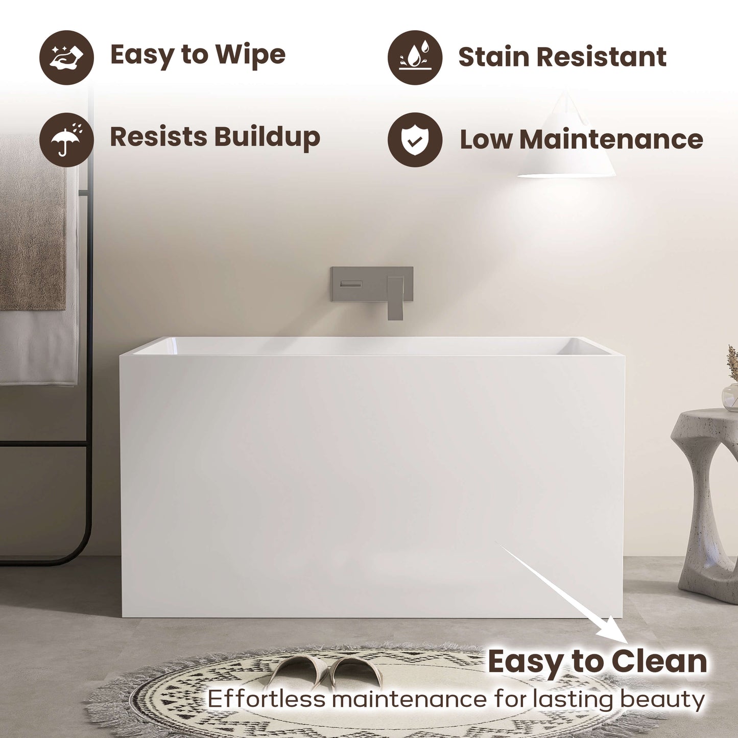 Medunjess 47” Tranquility Freestanding acrylic bathtub