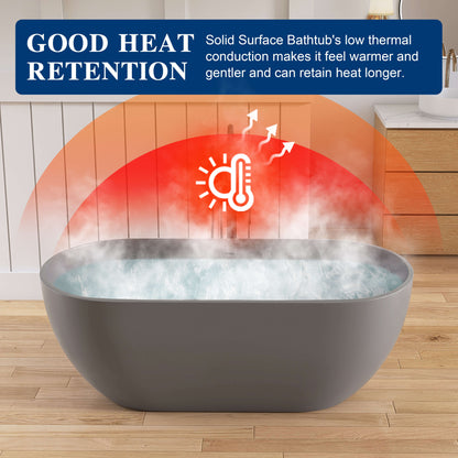 Medunjess 59'' Freestanding immersion solid surface bathtubs