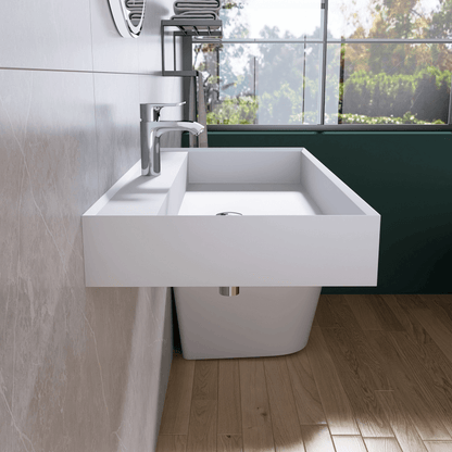 Medunjess 39'' Floatis Wall Mounted Bathroom Sink Solid Surface Sink