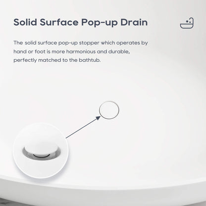 Medunjess 59''Freestanding immersion solid surface bathtubs