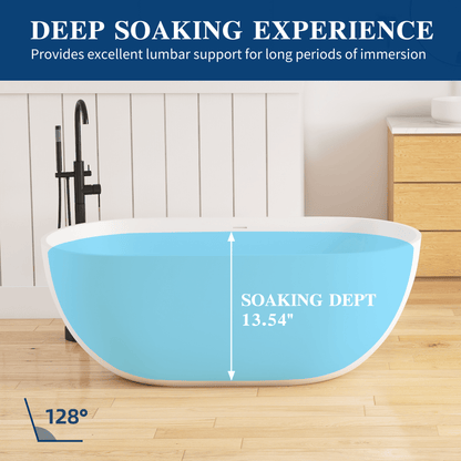 Medunjess 59'' Freestanding immersion solid surface bathtubs