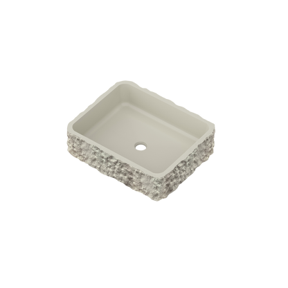 Medunjess 20" Modern Textured Rock Face Above-Counter Bathroom Vanity Basin