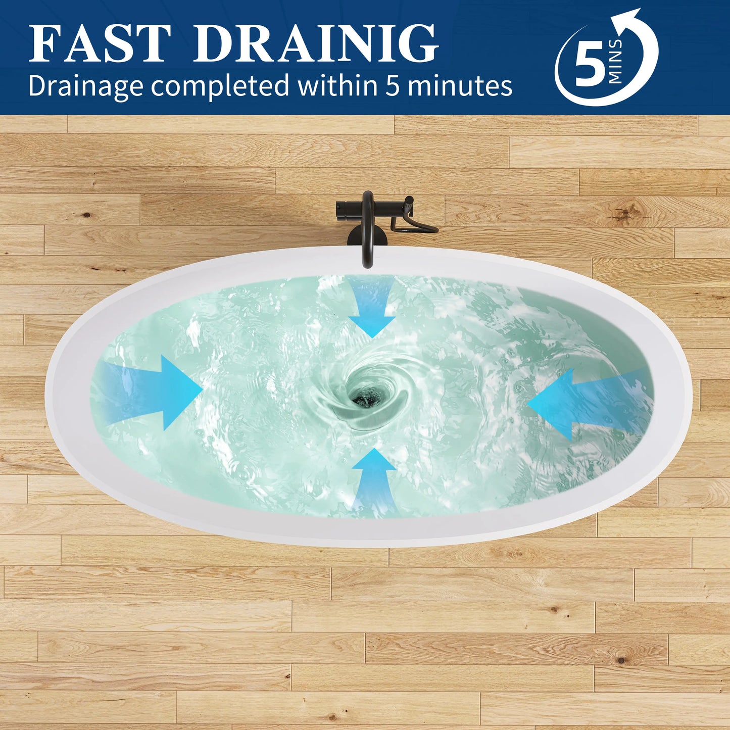 Medunjess 65'' Oval Luxury Resin Stone Soaking Tub,Green