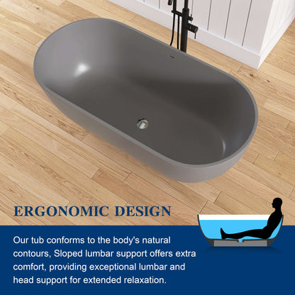 Medunjess 59'' Freestanding immersion solid surface bathtubs