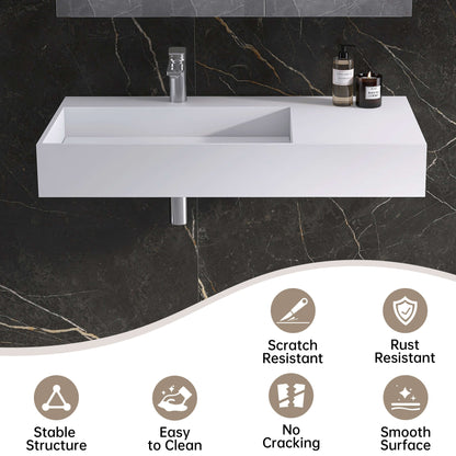 Medunjess 36'' Axion Wall Mounted Bathroom Sink Solid Surface Sink