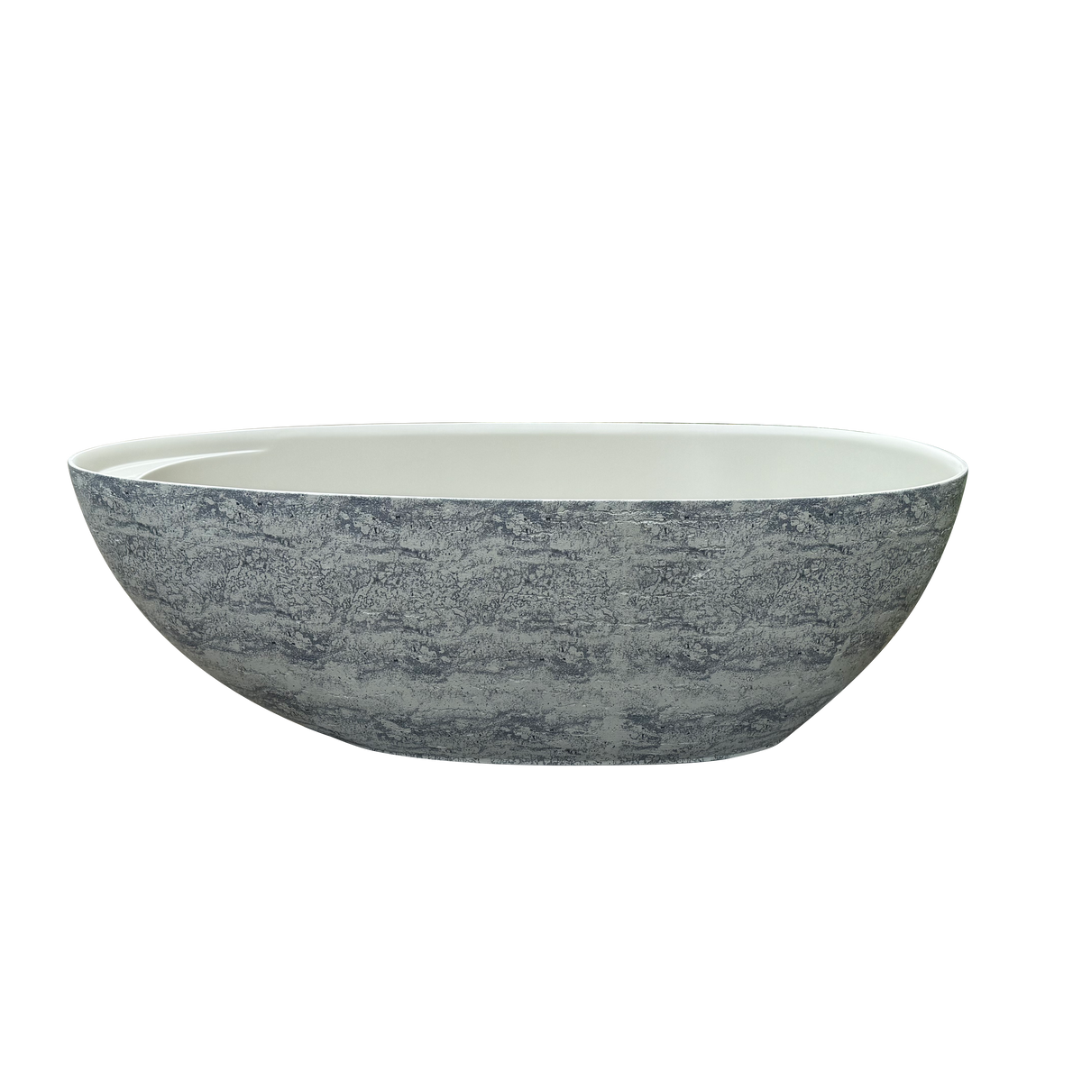 Medunjess 67" Travertine Freestanding Stone Soaking Bathtub - Armani Grey Travertine Exterior & Warm Beige Interior
