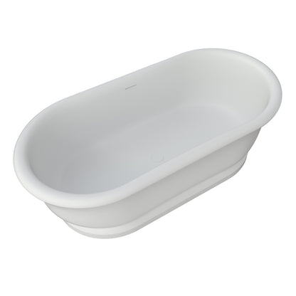 Medunjess 67" Freestanding Solid Surface Stone Composite Soaking Bathtub - Matte White