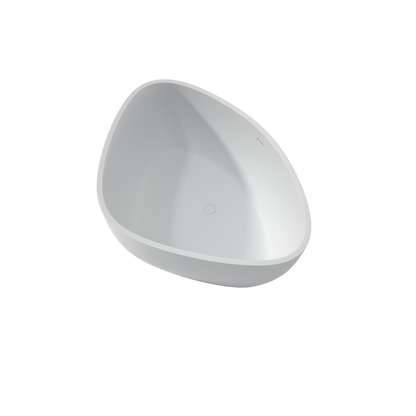 Medunjess 55" Triangular Solid Surface Artificial Stone Soaking Tub with Overflow