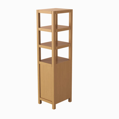 Medunjess 71" Modern Freestanding Bathroom Tall Linen Cabinet,Straight Grain White Oak Finish with Brushed Gold & Matte Black Hardware
