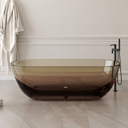 Medunjess 69" Minimalist Seamless Solid Surface Soaking Freestanding Oval Bathtub