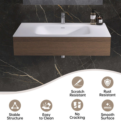 Medunjess 39''Etherea Wall Mounted Bathroom Sink Solid Surface Sink