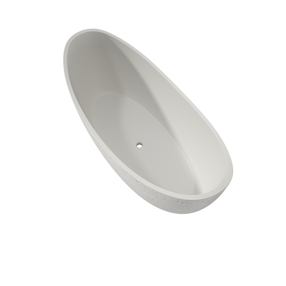 Medunjess 73" Luxury Artificial Stone Travertine Freestanding Bathtub in Linen