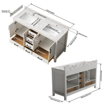 Medunjess 60'' Alcove Bathroom Vanities With Double Sink
