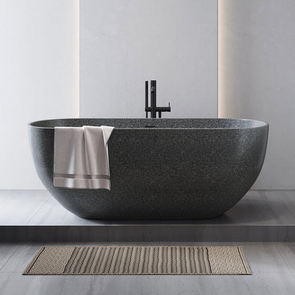 Medunjess 63'' x 31'' Concrete Freestanding Solid Surface Soaking Stone Bathtub Terrazzo