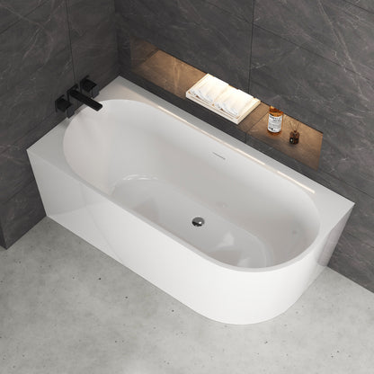 Medunjess 59'' Corner Back-to-Wall Acrylic Freestanding Soaking Bathtub