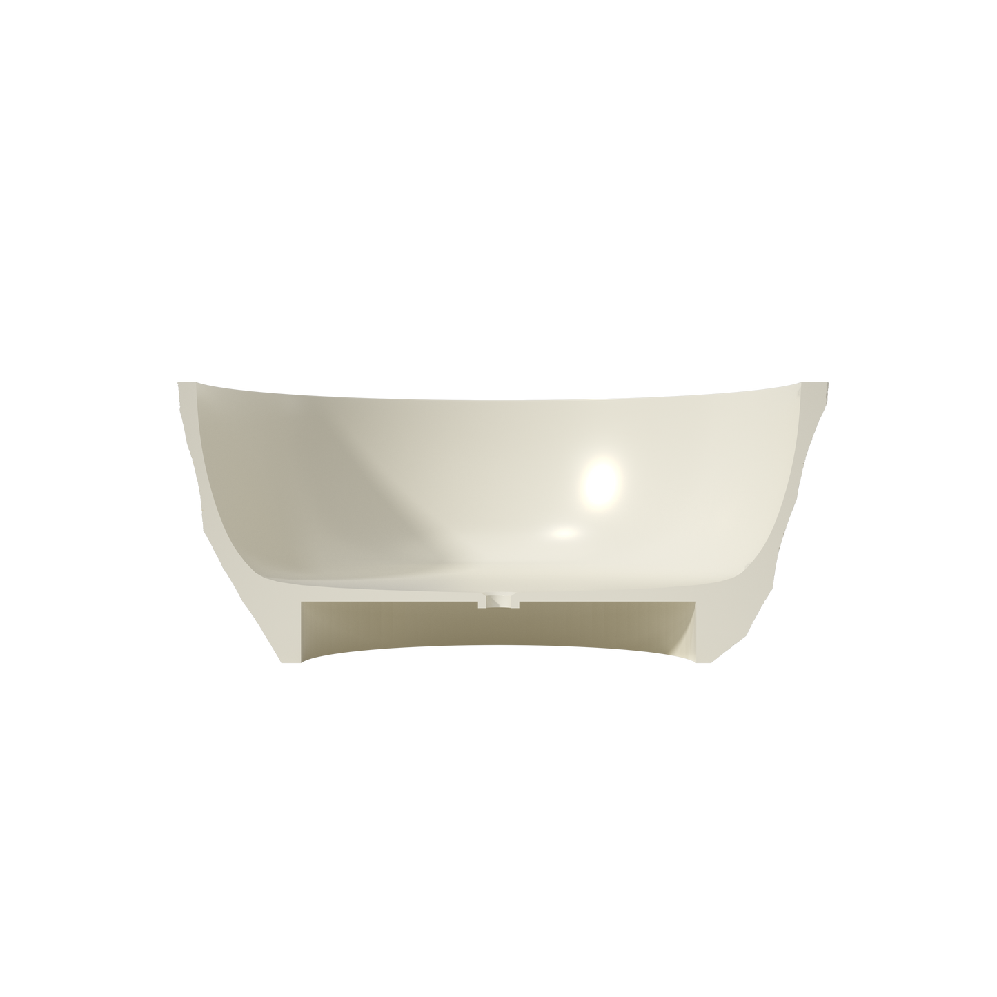 Medunjess 61" Minimalist Round Travertine-Texture Solid Surface Freestanding Bathtub