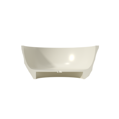 Medunjess 61" Minimalist Round Travertine-Texture Solid Surface Freestanding Bathtub