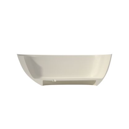 Medunjess 67" Travertine Stone Solid Surface Freestanding Bathtub Stone-Texture Soaking Tub