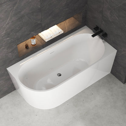 Medunjess 59'' Corner Back-to-Wall Acrylic Freestanding Soaking Bathtub