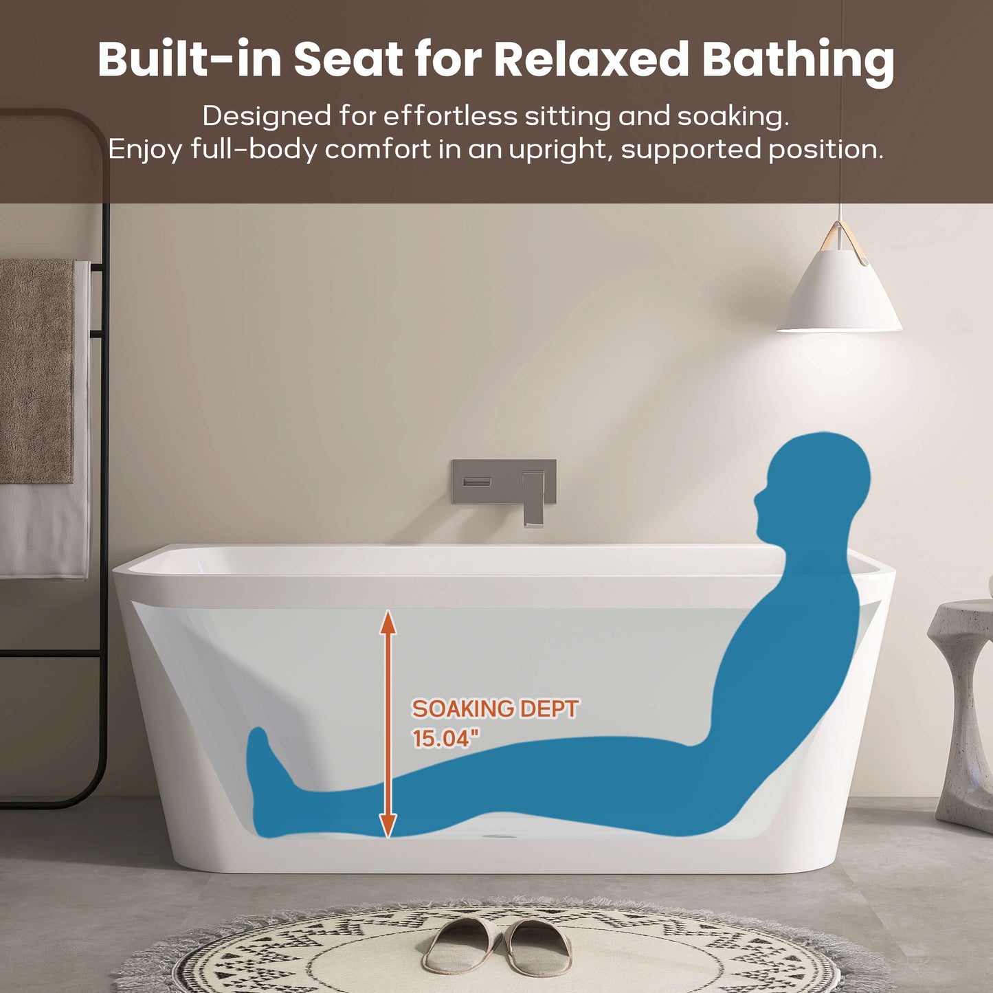 Medunjess 59” Serenity Freestanding acrylic bathtub