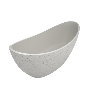 Medunjess 73" Luxury Artificial Stone Travertine Freestanding Bathtub in Linen