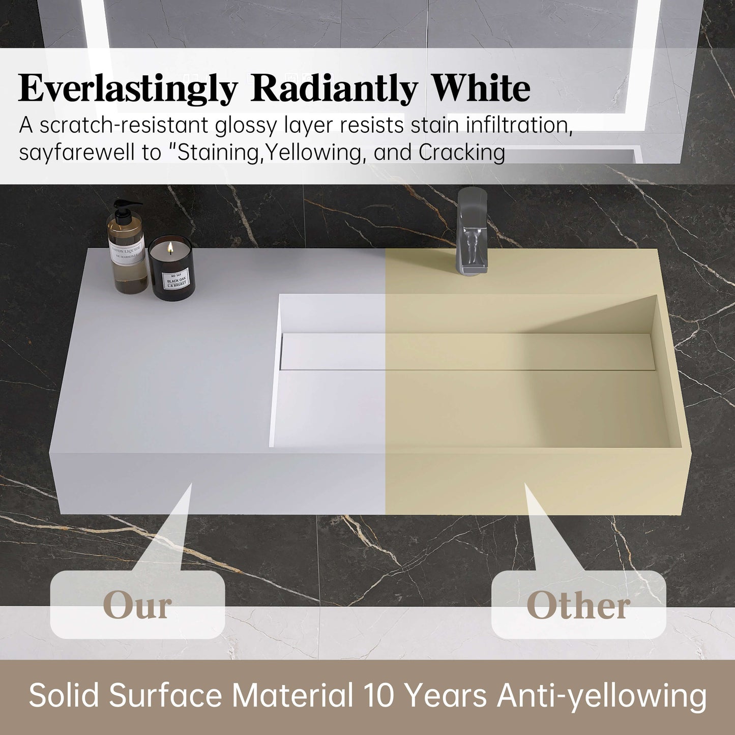 Medunjess 36'' Synclinal Wall Mounted Bathroom Sink Solid Surface Sink