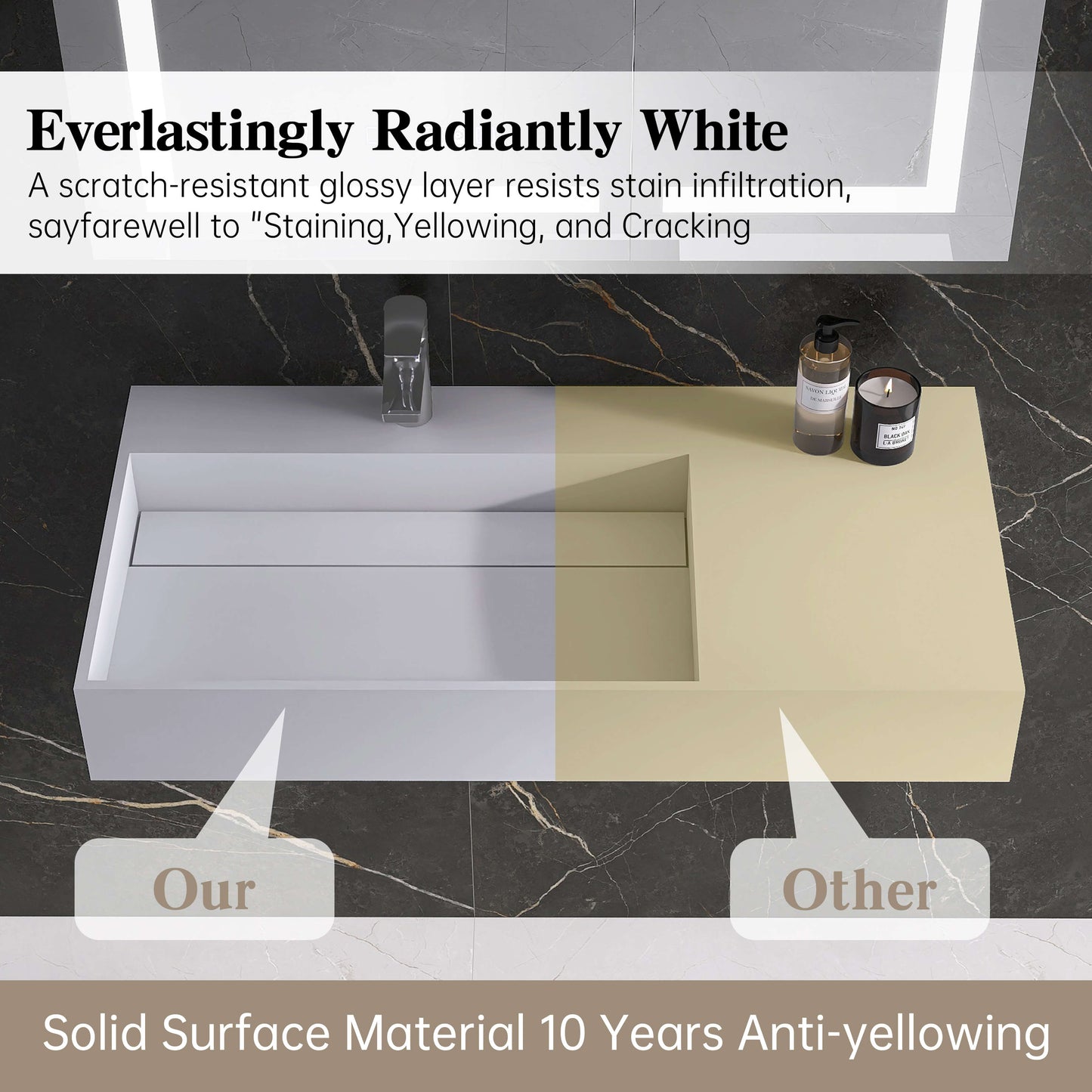 Medunjess 36'' Axion Wall Mounted Bathroom Sink Solid Surface Sink