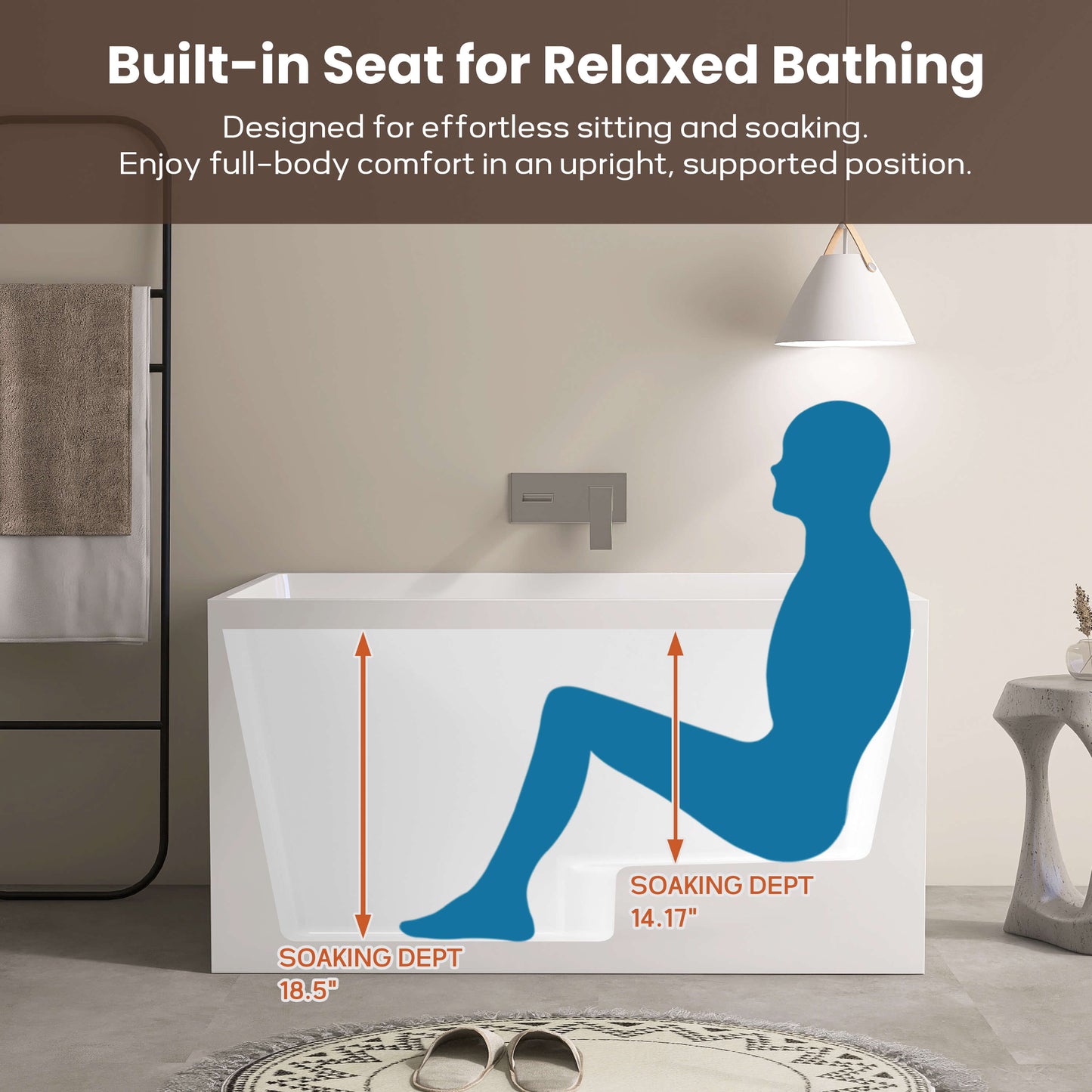 Medunjess 47” Tranquility Freestanding acrylic bathtub