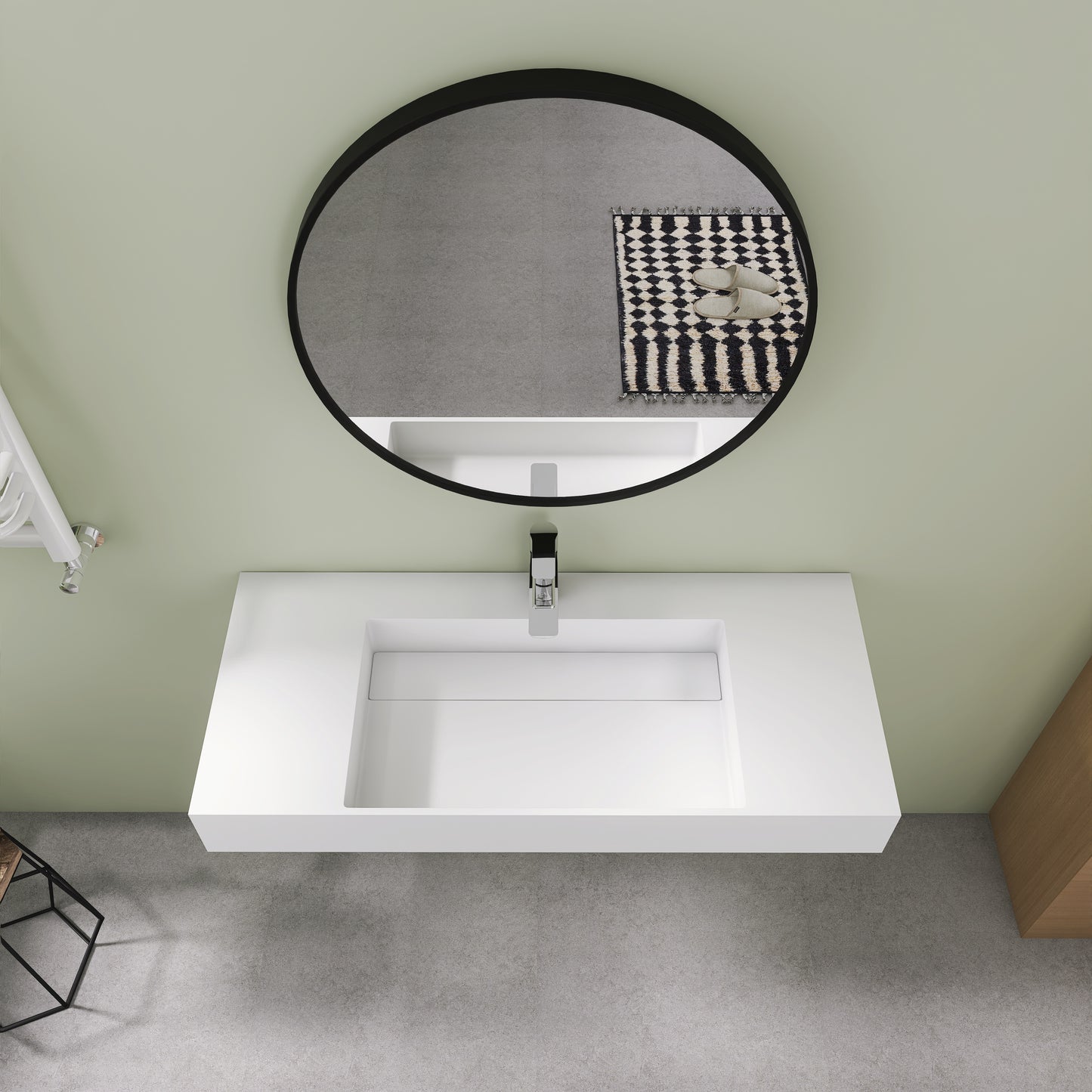 Medunjess 42" Vector Wall Mounted Bathroom Sink Solid Surface Sink