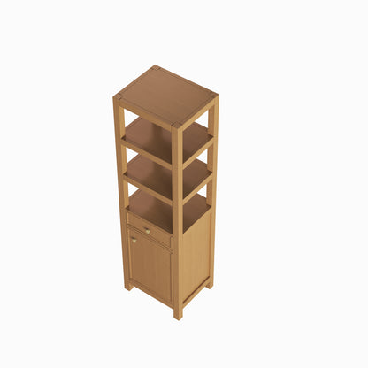 Medunjess 71" Modern Freestanding Bathroom Tall Linen Cabinet,Straight Grain White Oak Finish with Brushed Gold & Matte Black Hardware
