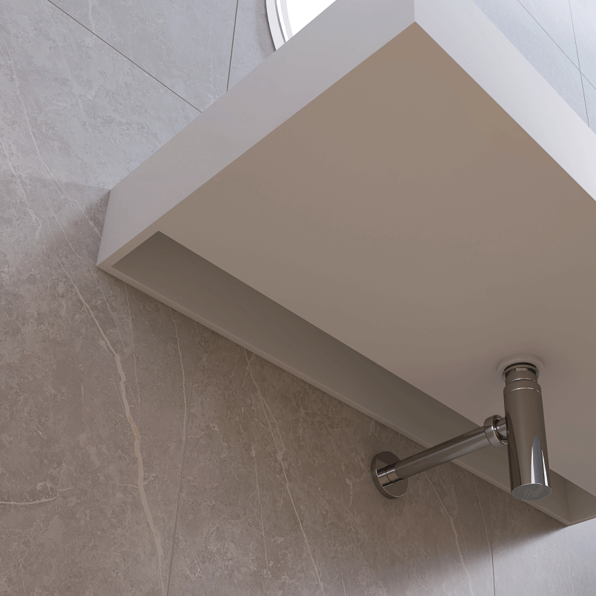 Medunjess 39'' Floatis Wall Mounted Bathroom Sink Solid Surface Sink