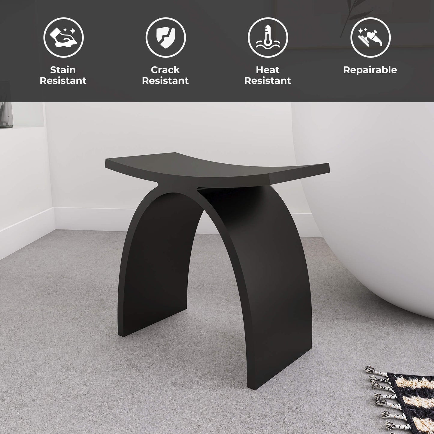 Medunjess Freestanding Shower Seat Solid Surface Shower Stool