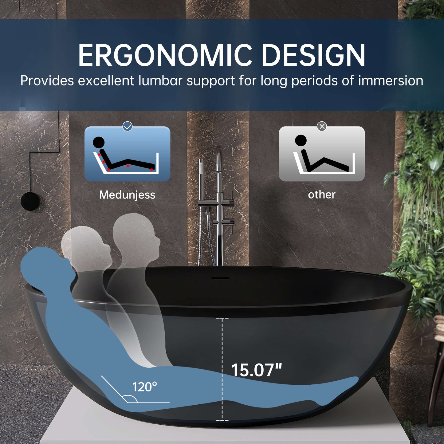 Medunjess 67'' Stone Resin Solid Surface Matte Flatbottom Freestanding Bathtub