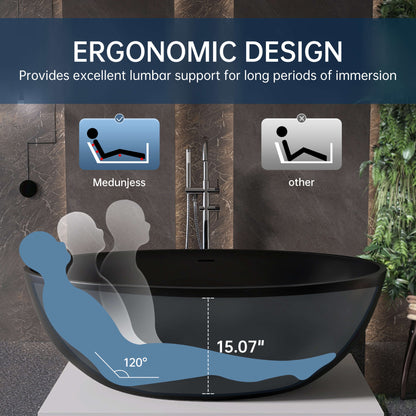 Medunjess 67'' Stone Resin Solid Surface Matte Flatbottom Freestanding Bathtub