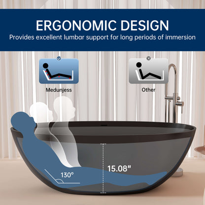 Medunjess 67'' Oval Freestanding Tub with Overflow | Soak in Style