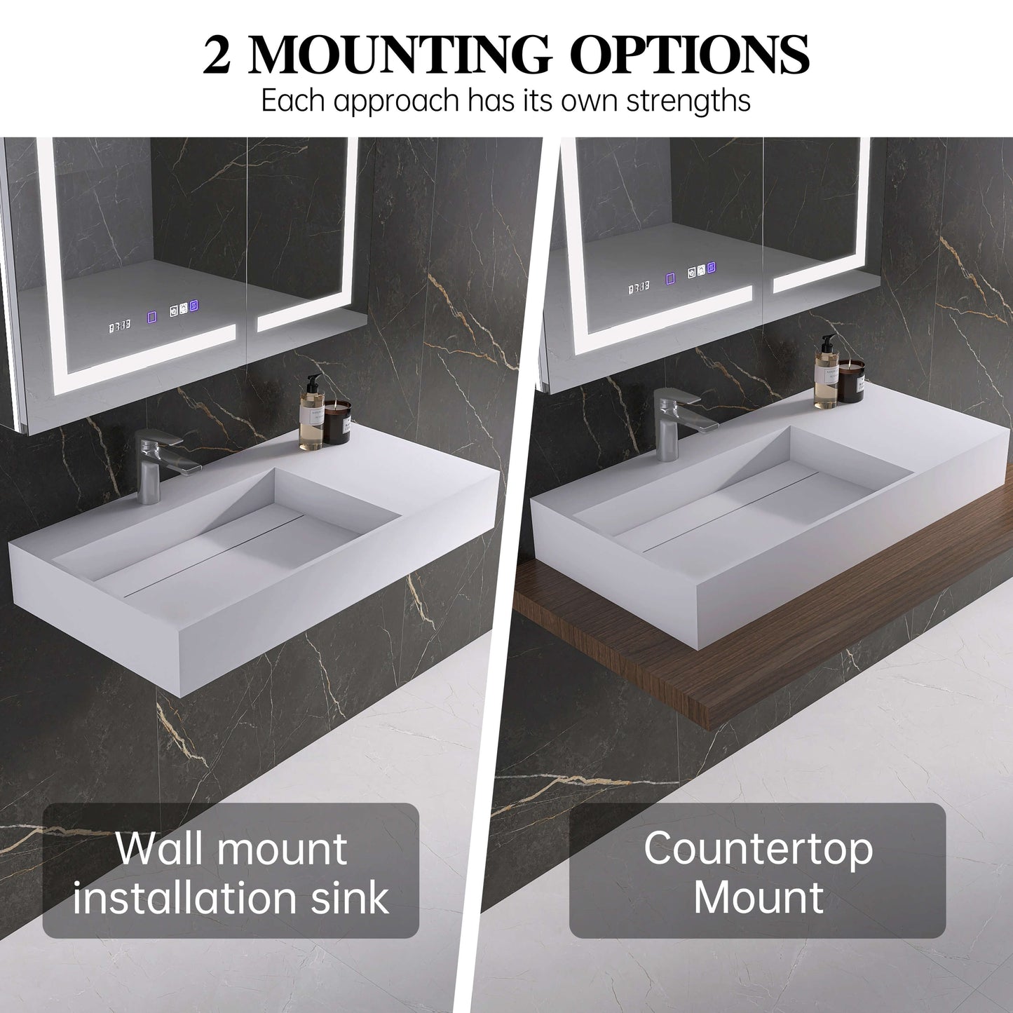 Medunjess 36'' Axion Wall Mounted Bathroom Sink Solid Surface Sink