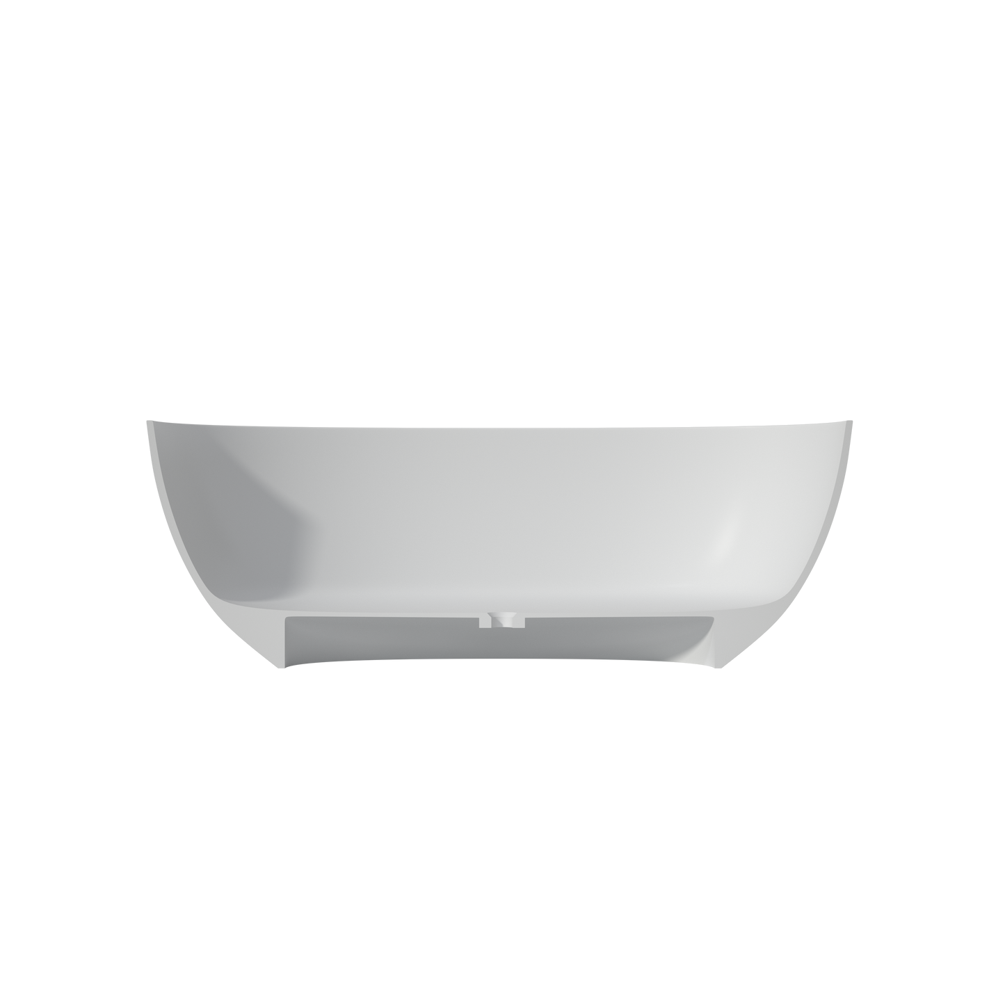 MEDUNJESS 63" Minimalist Travertine Solid Surface Boat-Shaped Freestanding Bathtub