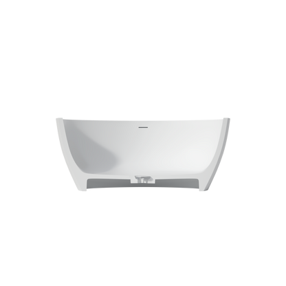 Medunjess 55" Triangular Solid Surface Artificial Stone Soaking Tub with Overflow