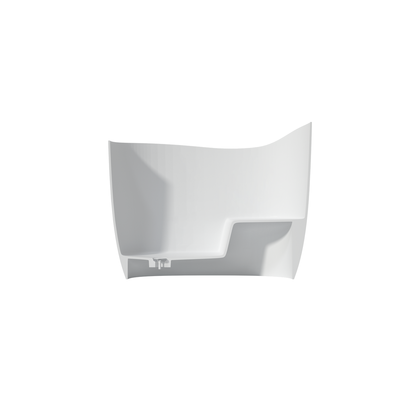Medunjess 47" Japanese Soaking Tub Matte White Artificial Stone Soaking Tub with Built-in Seat (No Overflow)