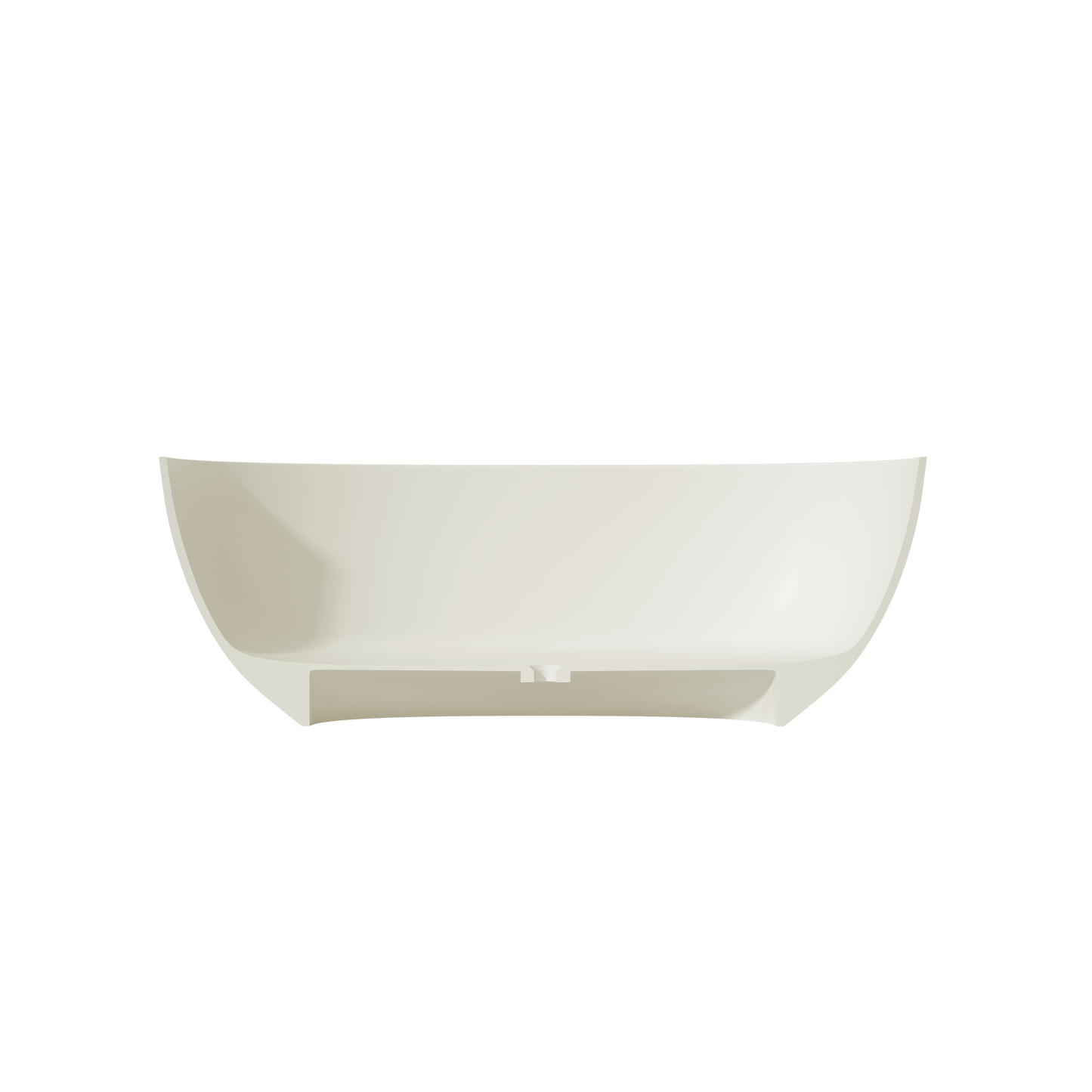 MEDUNJESS 63" Minimalist Travertine Solid Surface Boat-Shaped Freestanding Bathtub