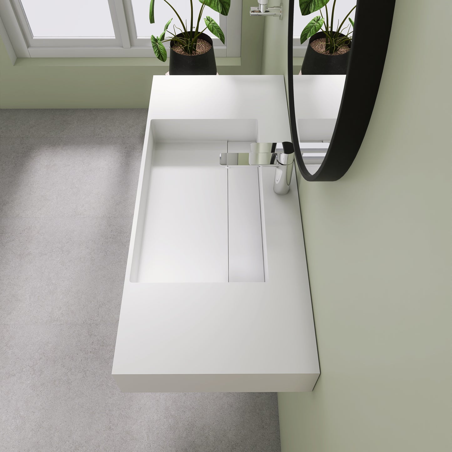Medunjess 42" Vector Wall Mounted Bathroom Sink Solid Surface Sink