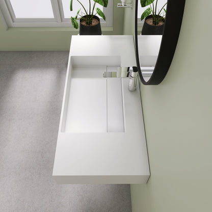 Medunjess 42" Vector Wall Mounted Bathroom Sink Solid Surface Sink