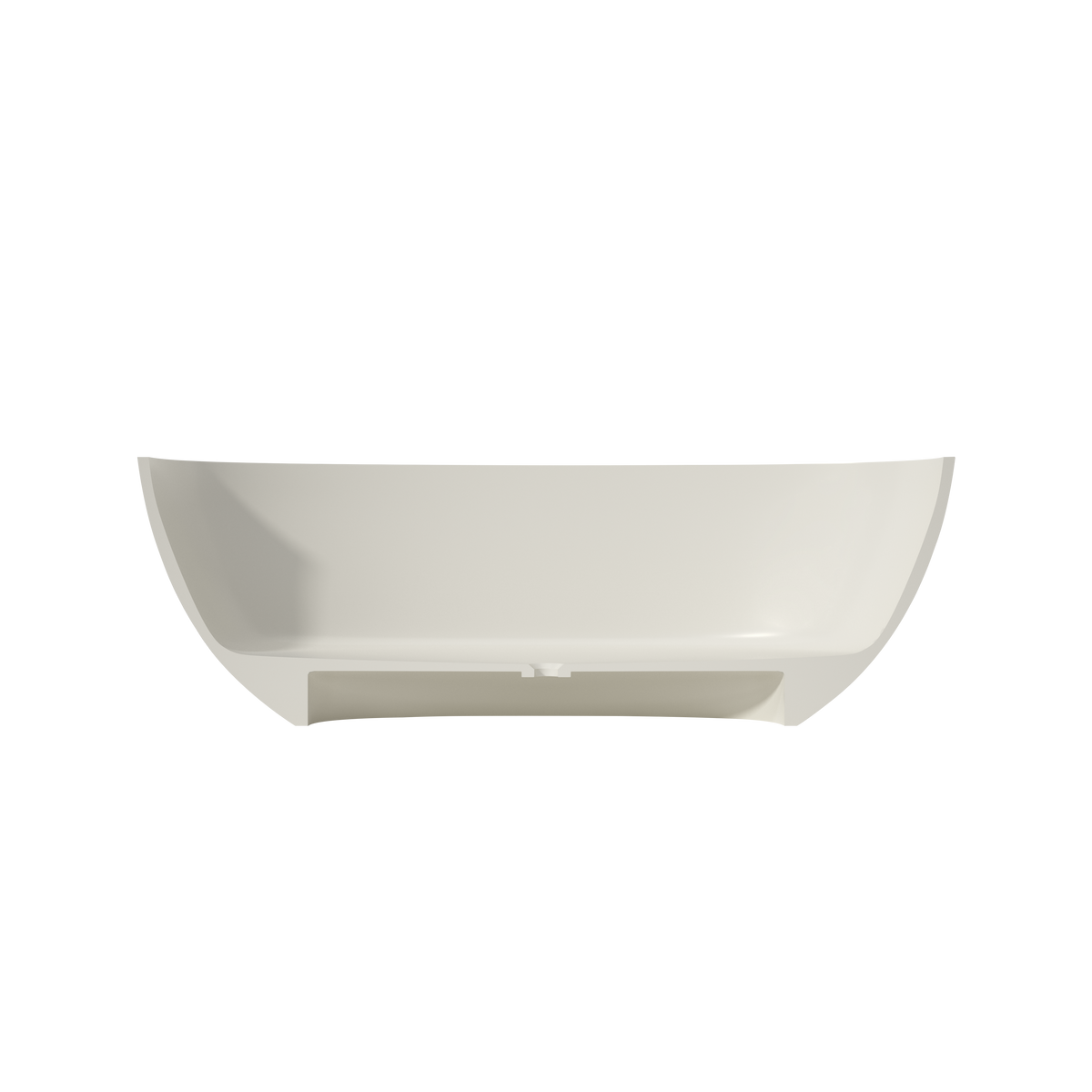 Medunjess 67"  Artificial Travertine Freestanding Bathtub Oval Stone Resin Soaking Tub in Linen