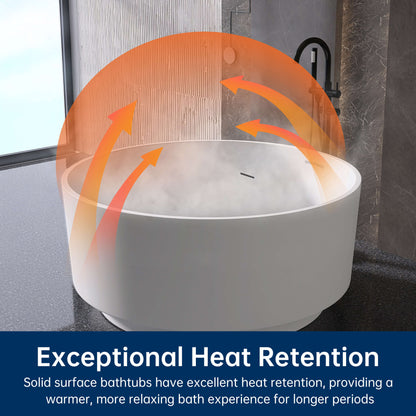 Medunjess 49" Eco-Friendly Round Resin Stone Bathtub