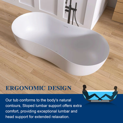 Medunjess Freestanding Bathtub Solid Surface Serenity Wave Bathtub