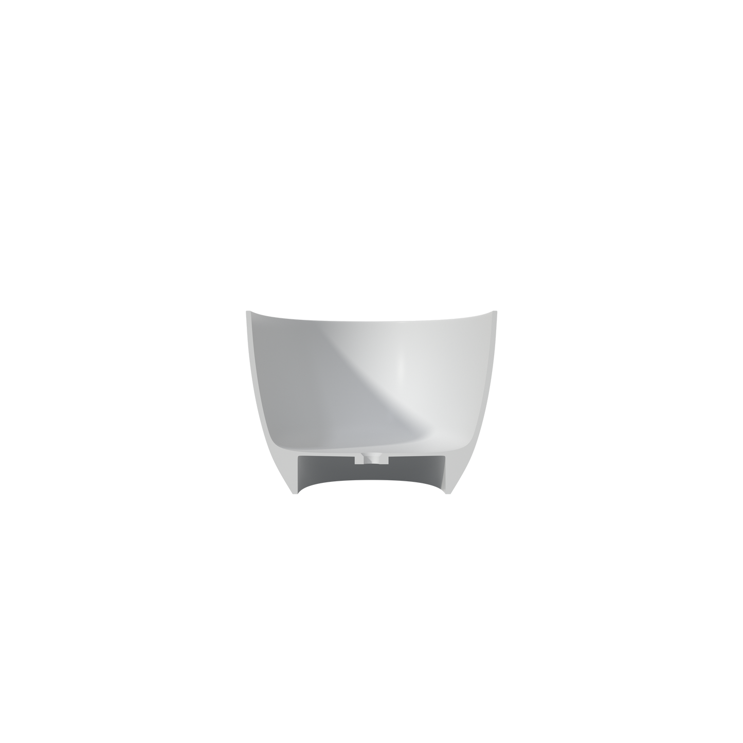 MEDUNJESS 63" Minimalist Travertine Solid Surface Boat-Shaped Freestanding Bathtub