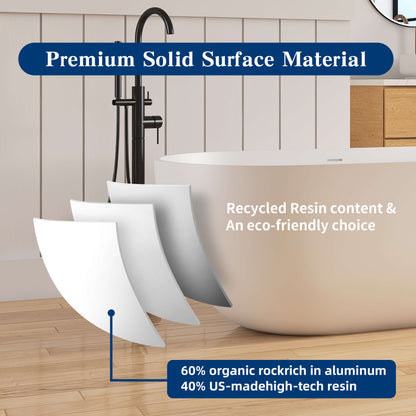 Medunjess 59'' Freestanding immersion solid surface bathtubs