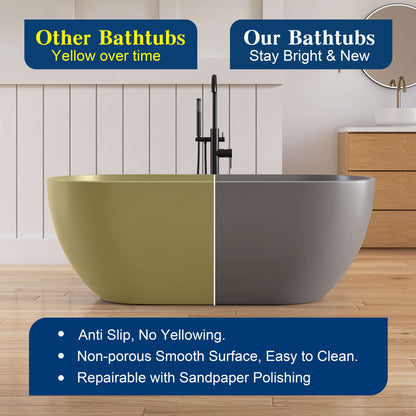 Medunjess 59'' Freestanding immersion solid surface bathtubs