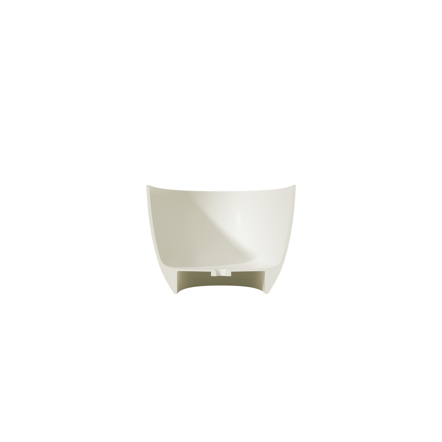 MEDUNJESS 63" Minimalist Travertine Solid Surface Boat-Shaped Freestanding Bathtub